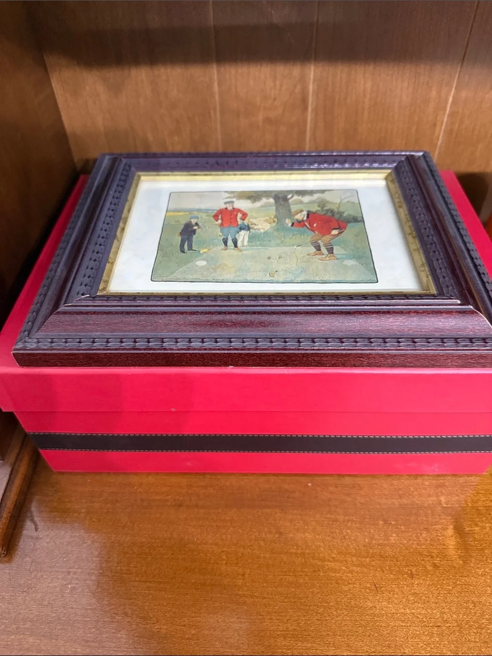 Classic Dark Brown Wood Picture Frame with Gold Inner Trim